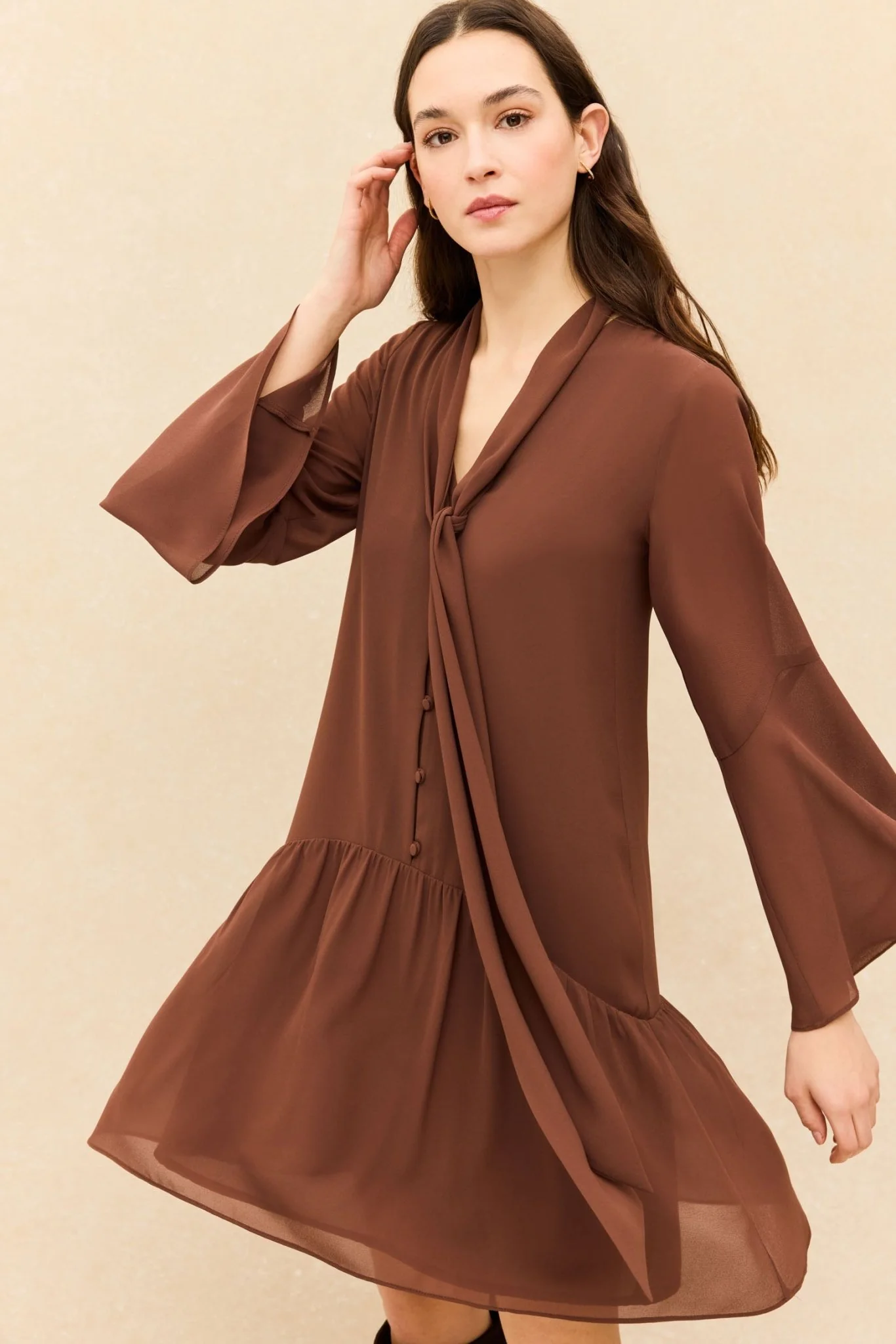 Vestido ARONA Marrón Mocca - Image 3